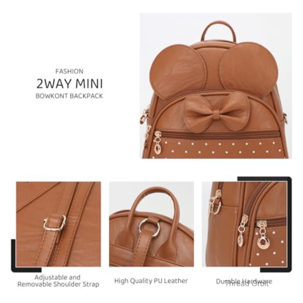 Mini Backpack with Bow Detail, Adjustable Straps,… - image 6